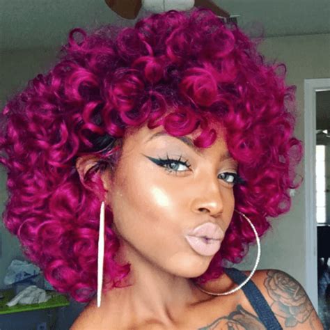 magenta curly hair|dark magenta hair for women.